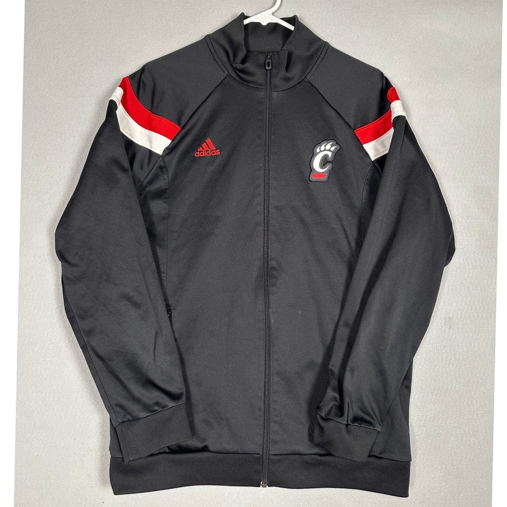 Cincinnati Bearcats Adidas Track Jacket Men Large Black Performance Full Zip EUC